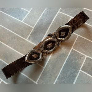 Brighton Brown Snake Print Expandable Belt